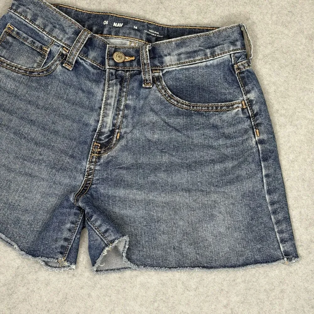 Old Navy Jean Shorts Youth Size 14 Sky High Rise‎ Denim Cut-Off Adjustable Waist